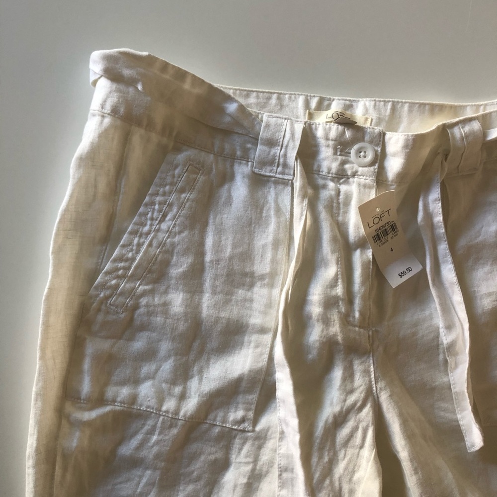 NWT LOFT Linen Pants - White
